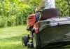 Mowing the grass with a riding mower