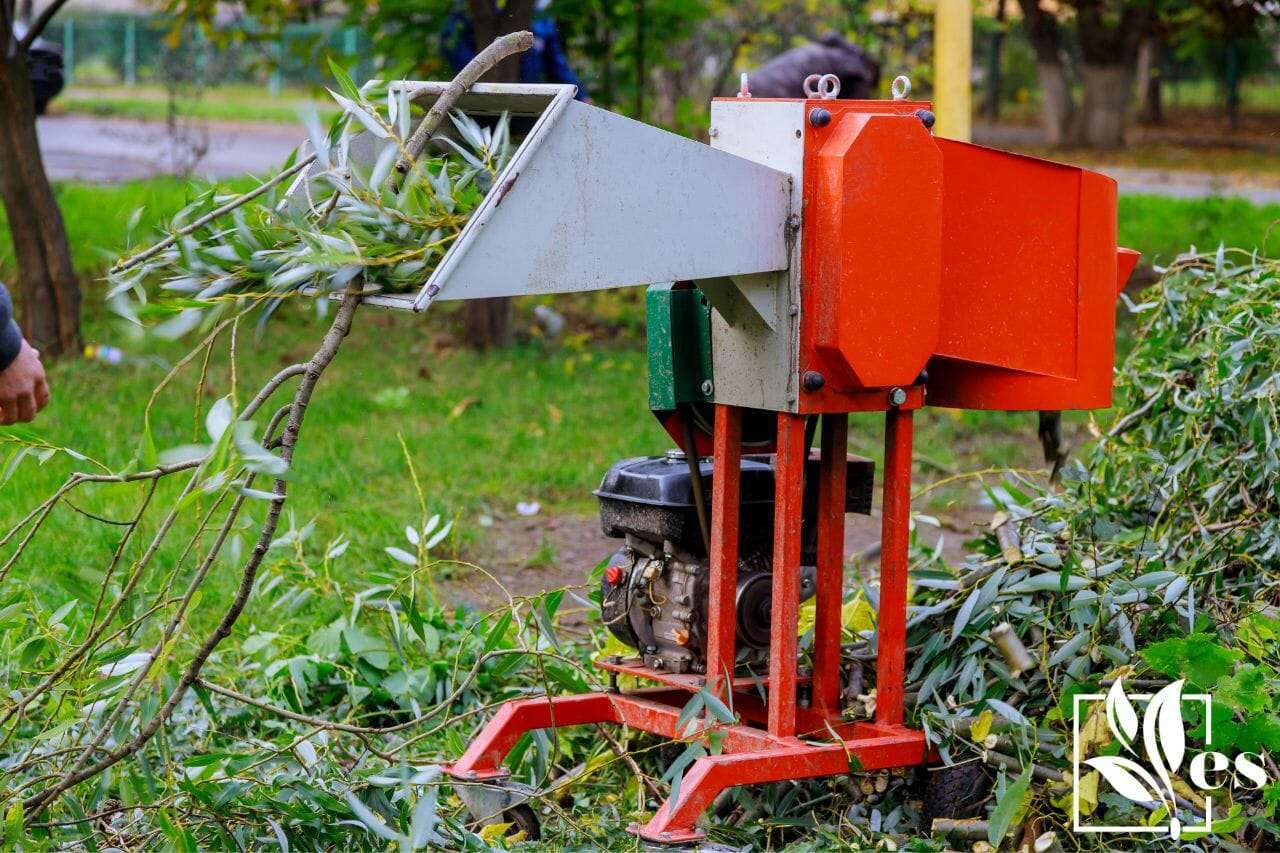 Gardener Using Shredder Portable Wood Chipper