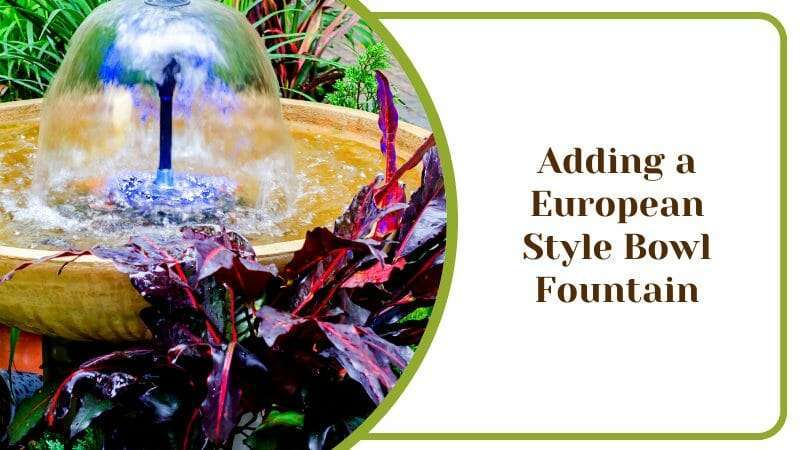 European Style Bowl Fountain In House Front Yard Water and Flowers